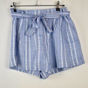 Forever 21 NWT Medium Cotton Coastal Blue and Ivory Polka Dot Woven Lined Shorts